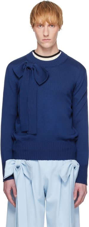 ANDREJ GRONAU SSENSE Exclusive Navy Wide Hem Ribs Sweater
