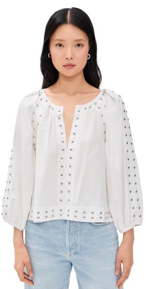 THE GREAT. The Bodega Top with Studs White 0