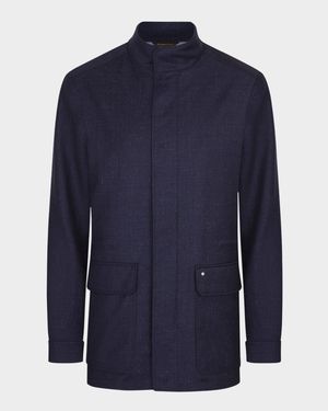 Men's Covered-Zip Pocket Car Coat