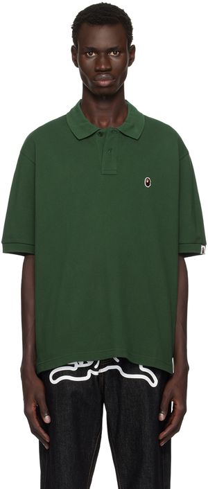 BAPE Green Ape Head One Point Relaxed Fit Polo