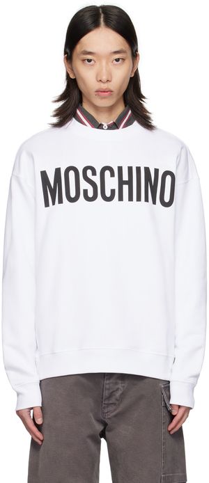 Moschino Pull molletonné blanc à logo imprimé