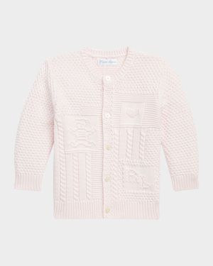 Girl's Cardigan W/ Bear Intarsia, Size 3M-24M