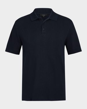 Men's Variegated Textured Stripe Polo Shirt