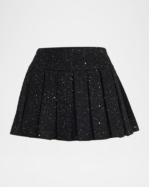 Emilie Pleated Tweed Mini Skirt