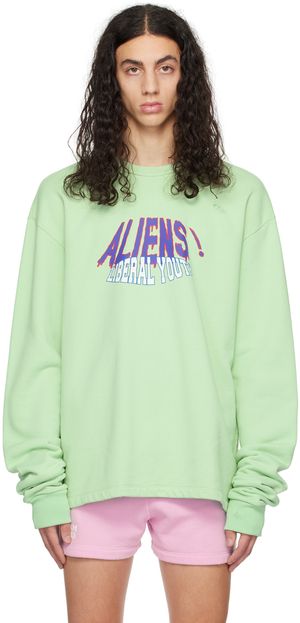 Liberal Youth Ministry SSENSE Exclusive Green Aliens Sweatshirt