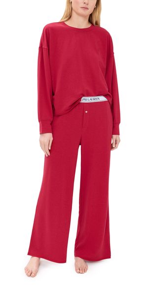 Polo Ralph Lauren French Terry Long Sleeve Pajama Set Classic Red L