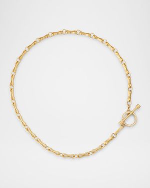 Large Motif Double Link Pavé Toggle Chain Necklace