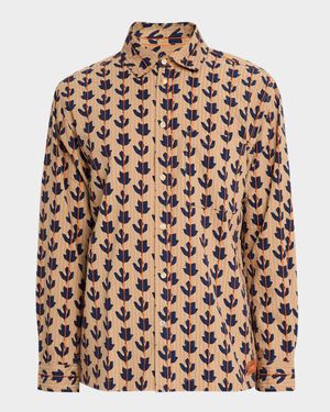 Men's Cotton Structured Stripe Button-Down Shirt