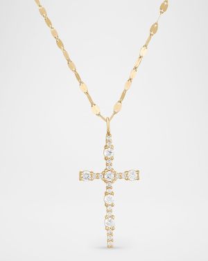 Elevated Diamond Everyday Cross Necklace in 14K Yellow Gold, 18"L