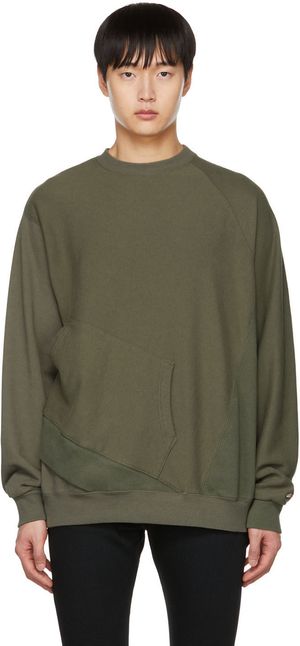 Undercoverism Pull molletonné asymétrique kaki