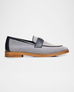 Lofty Flaneur Leather and Cotton Penny Loafers