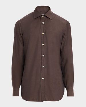 Men's Cotton Micro-Herringbone Sport Shirt