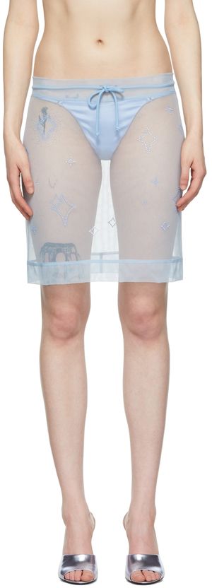 Saint Sintra SSENSE Exclusive Blue Starbrust Mini Skirt