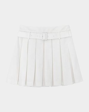 Belted Pleated Mini Skirt