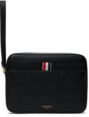 Thom Browne Black Pebble Grain Leather Pouch