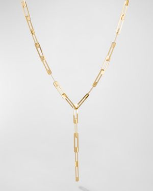 Laser Open Interlocking Rectangle Lariat Necklace