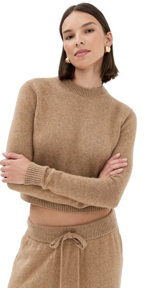 The Elder Statesman Simple Cashmere Crew Sweater Camel S
