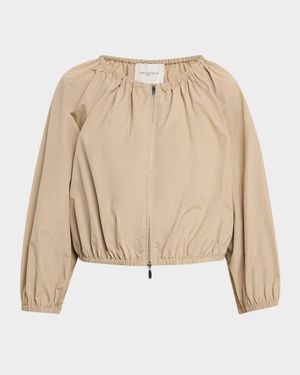 Cropped Organic Cotton Poplin Bubble Jacket