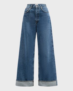 Dame Wide-Leg Cuffed Jeans