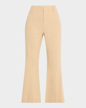 Mid-Rise Cropped Flare Trousers