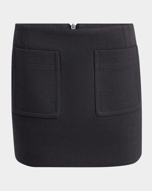 Pocket Light Structured Cotton Mini Skirt