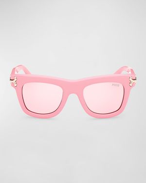 Logo Acetate Square Sunglasses