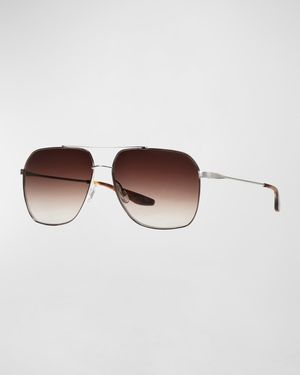 Men's Aeronaut Double-Bridge Metal Aviator Sunglasses
