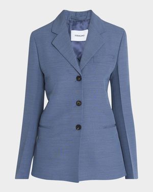 3-Button Wool Faille Jacket