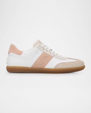 Mixed Leather Low-Top Sneakers