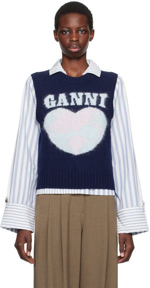 GANNI Navy Heart Vest