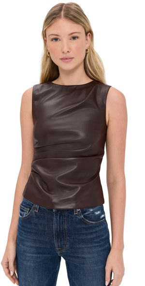 Joe's Jeans The Meg Vegan Leather Top Black XS