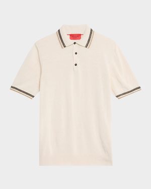 Men's Silk and Linen Tipped Polo Sweater