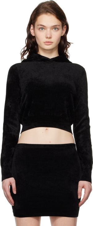 alexanderwang.t Pull à capuche écourté noir à glissière