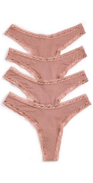 Stripe & Stare Mocha Thong 4 Pack Box Mocha XS