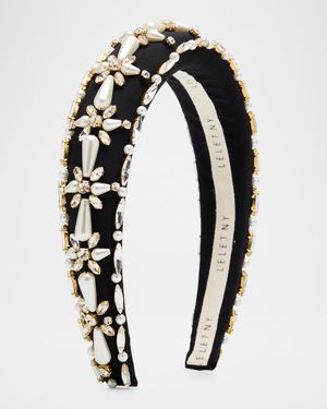 Annie Pearly Crystal Satin Headband