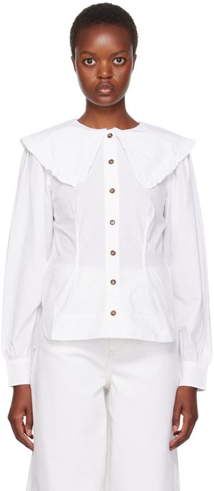 GANNI Chemise blanche à volants