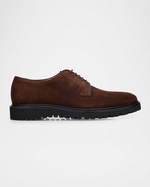 Men's Suede Rubber-Sole Derby Shoes