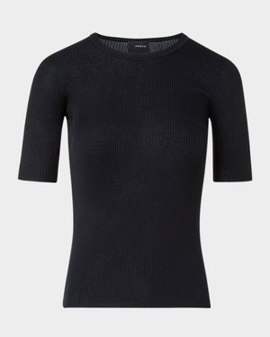 Ribbed Seamless Crewneck Sweater