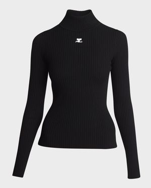Turtleneck Long-Sleeve Rib Sweater