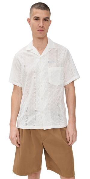 Portuguese Flannel Santos Camp Collar Shirt White M