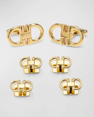 Men's Horse-Bit Cufflink Stud Set