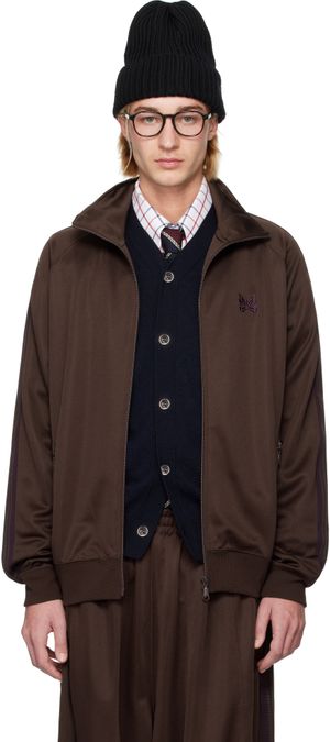 NEEDLES Blouson de survêtement brun en polyester lisse