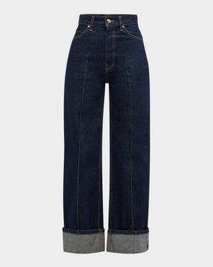 The Genevieve Topstitched Wide-Leg Denim Jeans