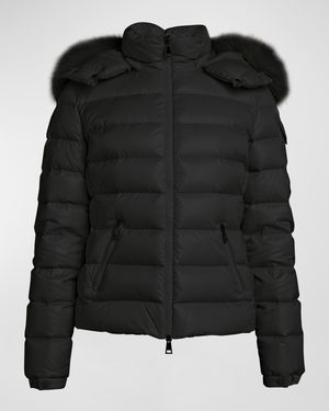 Badyf Faux Fur-Trimmed Hooded Short Down Jacket