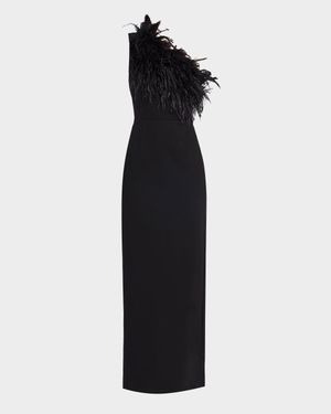 Blair One-Shoulder Feather Gown