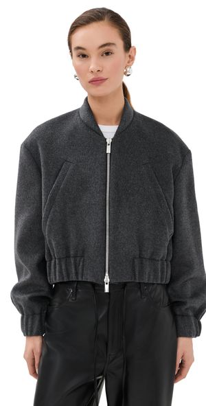 Another Tomorrow Bomber Jacket Light Grey Melange S