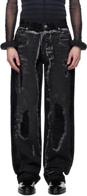 Jean Paul Gaultier Black 'The Flocked' Jeans