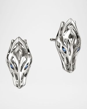 Sterling Silver Naga Stud Earrings with Sapphires