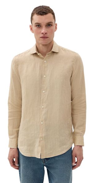 Frescobol Carioca Antonio Linen Shirt Sand Dune M