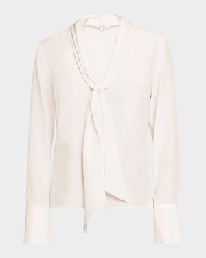 Amanda Tie-Neck Silk Chiffon Blouse